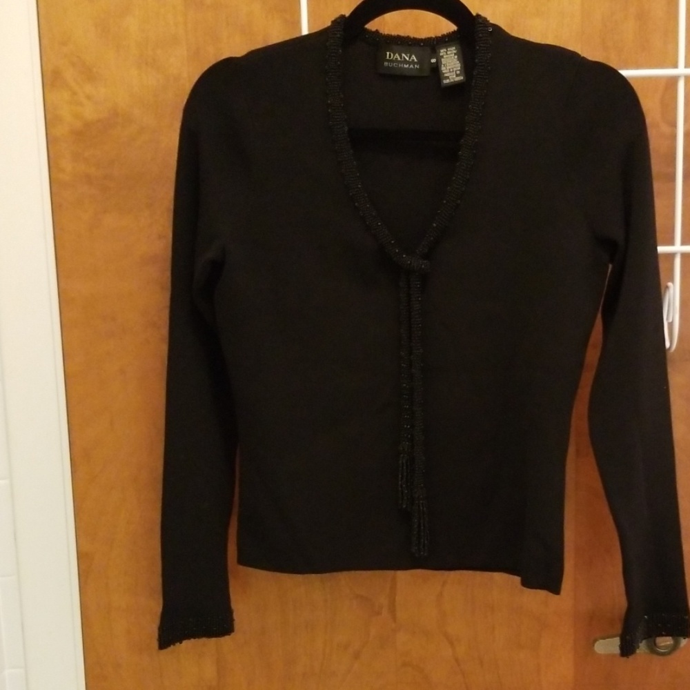 Dana Buchman black beaded pullover sweater